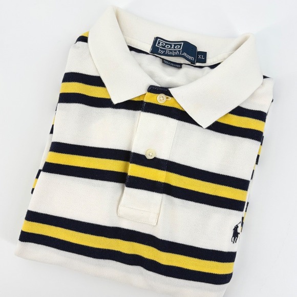 Polo Ralph Lauren Other - Polo Ralph Lauren Polo Shirt Striped White Black Yellow Preppy XL Rugby Nautical